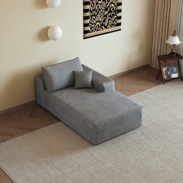 English Elm Y165-L-Sleeper-Grey Plush Corduroy Sectional Sleeper Sofa with Reversible Modular Chaise Antique Grey Right Sleeper W2824P503202