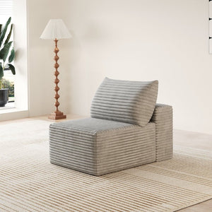 English Elm Y165-1S-Grey Corduroy Cloud Sofa Single Seat Lounge Chair for Studio Living Antique Grey W2824P503203