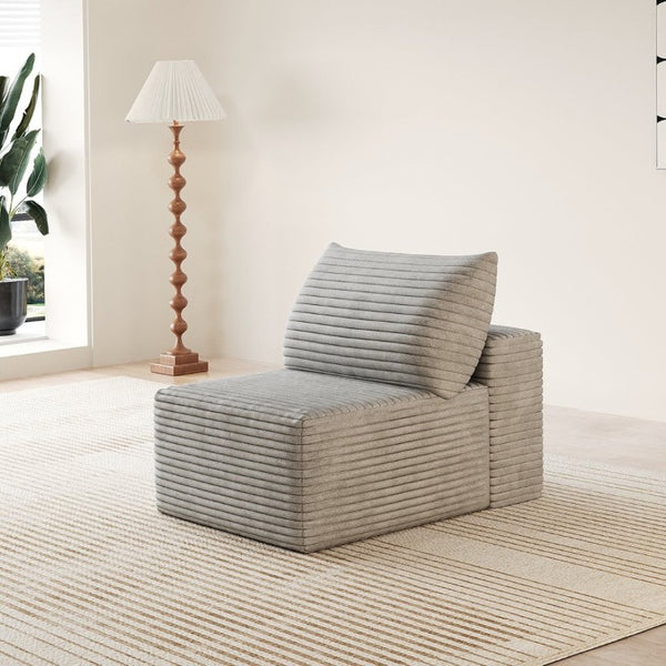 English Elm Y165-1S-Grey Corduroy Cloud Sofa Single Seat Lounge Chair for Studio Living Antique Grey W2824P503203