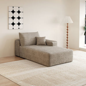 English Elm Y165-R-Sleeper-Camel Modular Corduroy Sectional Chaise Warm Living Room Lounge Seating W2824P503210