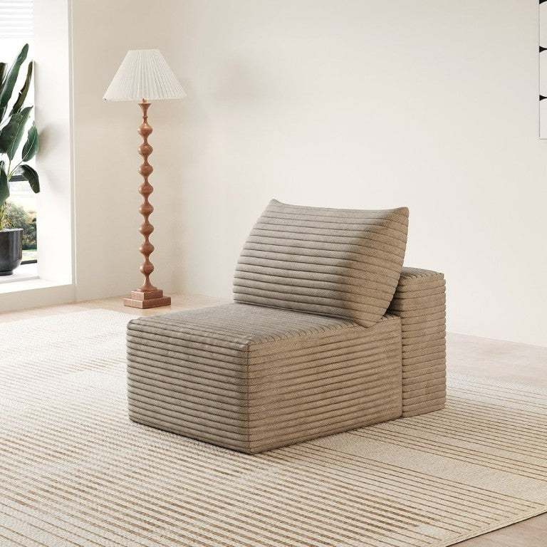 English Elm Y165-1S-Grey Corduroy Cloud Sofa Single Seat Lounge Chair for Studio Living Camel W2824P503212