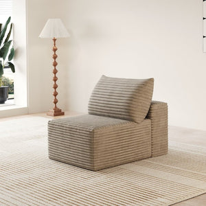 English Elm Y165-1S-Grey Corduroy Cloud Sofa Single Seat Lounge Chair for Studio Living Camel W2824P503212