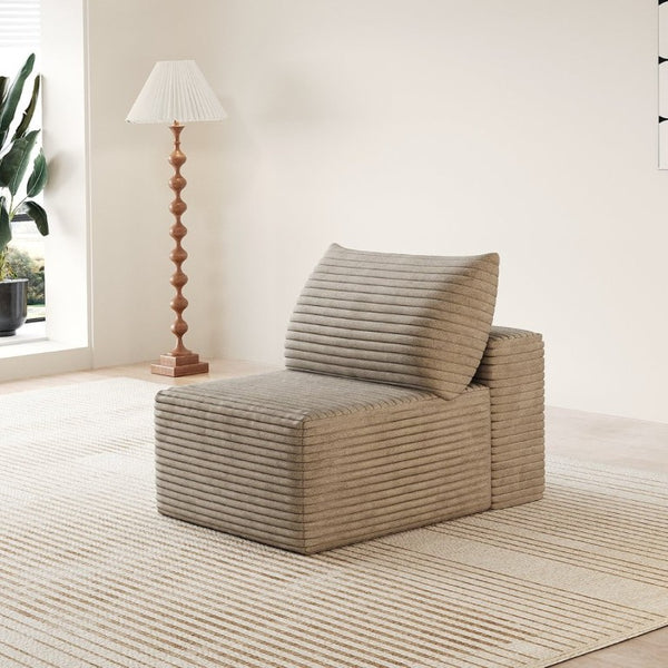 English Elm Y165-1S-Grey Corduroy Cloud Sofa Single Seat Lounge Chair for Studio Living Camel W2824P503212