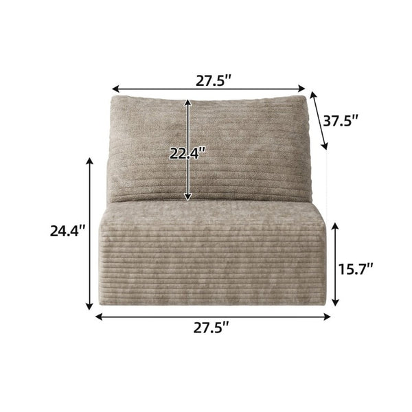 English Elm Y165-1S-Grey Corduroy Cloud Sofa Single Seat Lounge Chair for Studio Living Camel W2824P503212