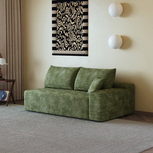 English Elm Y165-3L-Black Corduroy Sectional Sofa with Reversible Chaise for Modern Living Rooms Green Right W2824P503214