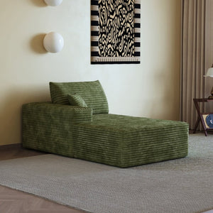 English Elm Y165-L-Sleeper-Grey Plush Corduroy Sectional Sleeper Sofa with Reversible Modular Chaise Green Left Sleeper W2824P503217