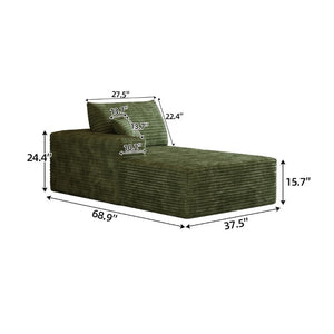 English Elm Y165-L-Sleeper-Grey Plush Corduroy Sectional Sleeper Sofa with Reversible Modular Chaise Green Left Sleeper W2824P503217