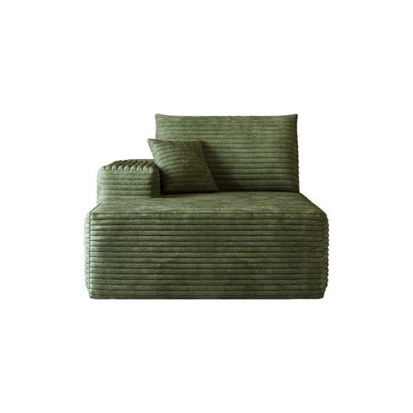 English Elm Y165-L-Sleeper-Grey Plush Corduroy Sectional Sleeper Sofa with Reversible Modular Chaise Green Left Sleeper W2824P503217