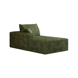 English Elm Y165-L-Sleeper-Grey Plush Corduroy Sectional Sleeper Sofa with Reversible Modular Chaise Green Left Sleeper W2824P503217