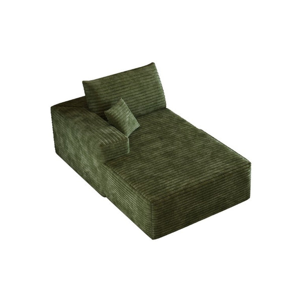 English Elm Y165-L-Sleeper-Grey Plush Corduroy Sectional Sleeper Sofa with Reversible Modular Chaise Green Left Sleeper W2824P503217