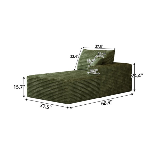 English Elm Y165-L-Sleeper-Grey Plush Corduroy Sectional Sleeper Sofa with Reversible Modular Chaise Green Right Sleeper W2824P503218