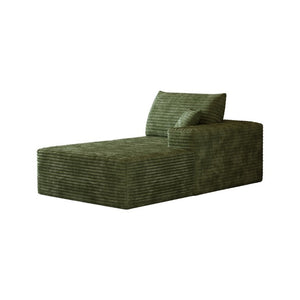 English Elm Y165-L-Sleeper-Grey Plush Corduroy Sectional Sleeper Sofa with Reversible Modular Chaise Green Right Sleeper W2824P503218