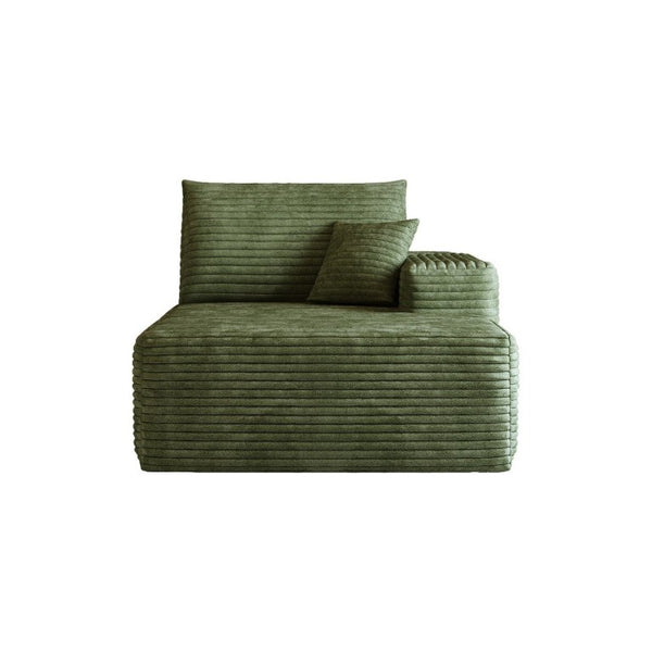 English Elm Y165-L-Sleeper-Grey Plush Corduroy Sectional Sleeper Sofa with Reversible Modular Chaise Green Right Sleeper W2824P503218
