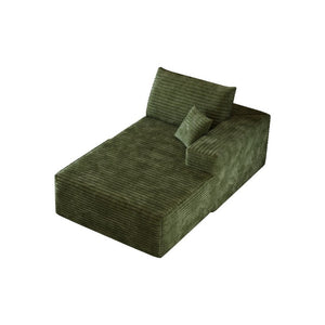 English Elm Y165-L-Sleeper-Grey Plush Corduroy Sectional Sleeper Sofa with Reversible Modular Chaise Green Right Sleeper W2824P503218
