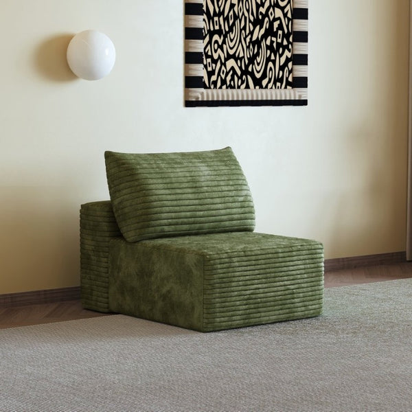 English Elm Y165-1S-Green Corduroy Single Seat Sofa Cloud Cushion Accent Chair for Modern Living W2824P503221