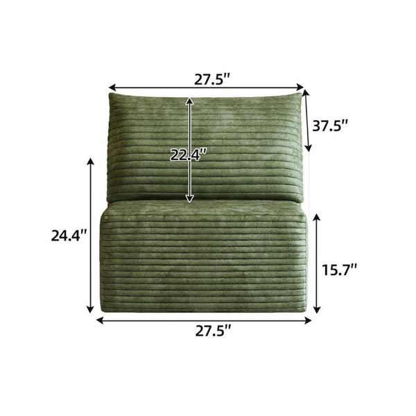 English Elm Y165-1S-Green Corduroy Single Seat Sofa Cloud Cushion Accent Chair for Modern Living W2824P503221