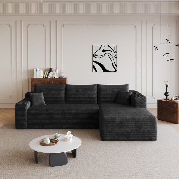 English Elm 95 Inch U Shaped Cloud Sectional Corduroy Sofa Deep Seat Modern Living Room Couch W2824P510988