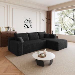English Elm 95 Inch U Shaped Cloud Sectional Corduroy Sofa Deep Seat Modern Living Room Couch W2824P510988