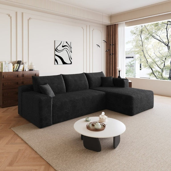 English Elm 95 Inch U Shaped Cloud Sectional Corduroy Sofa Deep Seat Modern Living Room Couch W2824P510988