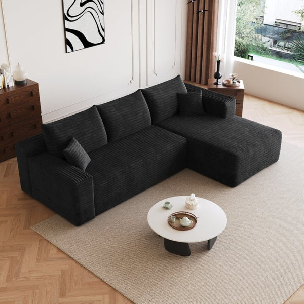 English Elm 95 Inch U Shaped Cloud Sectional Corduroy Sofa Deep Seat Modern Living Room Couch W2824P510988