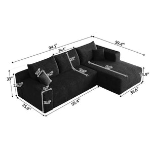 English Elm 95 Inch U Shaped Cloud Sectional Corduroy Sofa Deep Seat Modern Living Room Couch W2824P510988