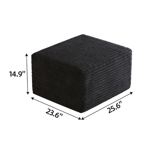 English Elm Sofa Ottoman Modular Sectional in Plush Corduroy Ready to Use for Modern Living Black W2824P510989