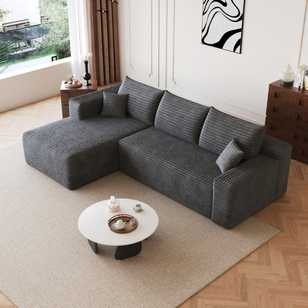 English Elm 95 Inch U Shaped Sectional Sofa Plush Corduroy Deep Seat Modern Minimalist Living Room W2824P510991