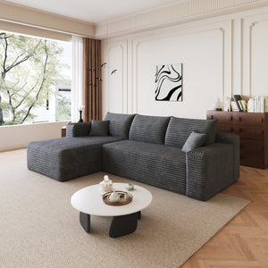 English Elm 95 Inch U Shaped Sectional Sofa Plush Corduroy Deep Seat Modern Minimalist Living Room W2824P510991