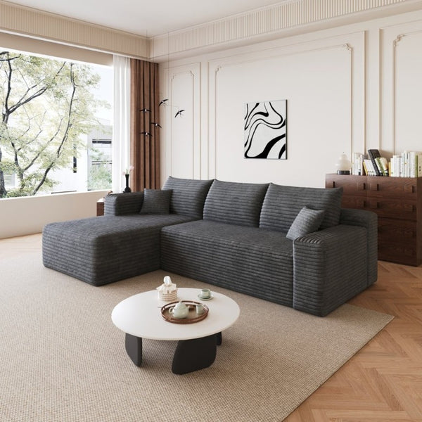 English Elm 95 Inch U Shaped Sectional Sofa Plush Corduroy Deep Seat Modern Minimalist Living Room W2824P510991
