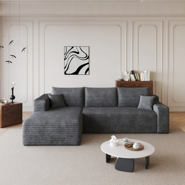 English Elm 95 Inch U Shaped Sectional Sofa Plush Corduroy Deep Seat Modern Minimalist Living Room W2824P510991