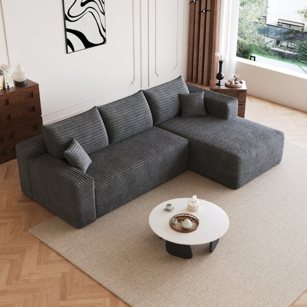 English Elm 95 Inch U Shaped Sectional Sofa Plush Corduroy Deep Seat Cloud Couch for Living Room W2824P510992