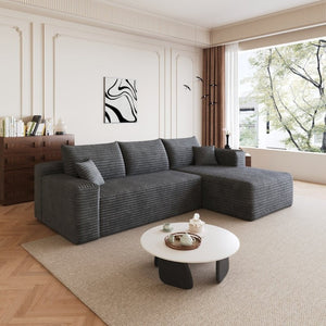 English Elm 95 Inch U Shaped Sectional Sofa Plush Corduroy Deep Seat Cloud Couch for Living Room W2824P510992