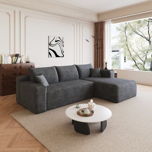 English Elm 95 Inch U Shaped Sectional Sofa Plush Corduroy Deep Seat Cloud Couch for Living Room W2824P510992