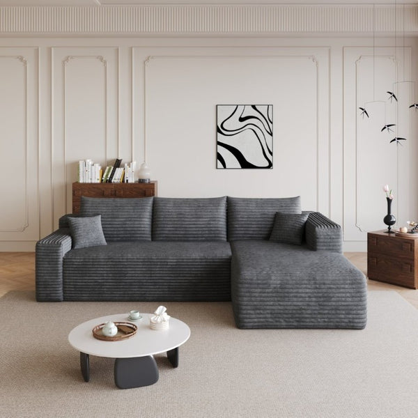 English Elm 95 Inch U Shaped Sectional Sofa Plush Corduroy Deep Seat Cloud Couch for Living Room W2824P510992
