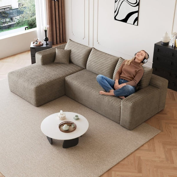 English Elm 95 Inch Cloud U Shaped Sectional Plush Corduroy Deep Seat Sofa for Living Room W2824P510995