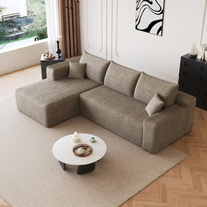English Elm 95 Inch Cloud U Shaped Sectional Plush Corduroy Deep Seat Sofa for Living Room W2824P510995