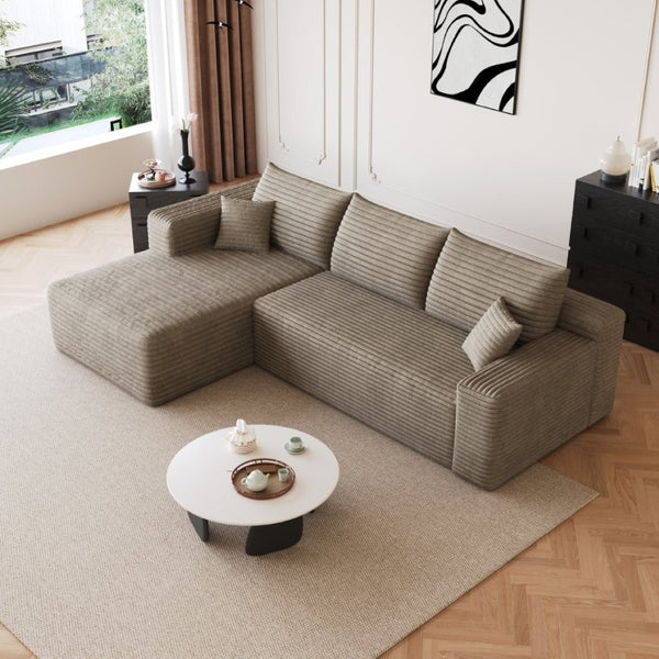English Elm 95 Inch Cloud U Shaped Sectional Plush Corduroy Deep Seat Sofa for Living Room W2824P510995