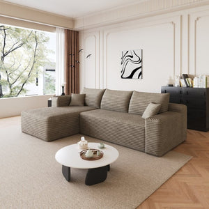English Elm 95 Inch Cloud U Shaped Sectional Plush Corduroy Deep Seat Sofa for Living Room W2824P510995