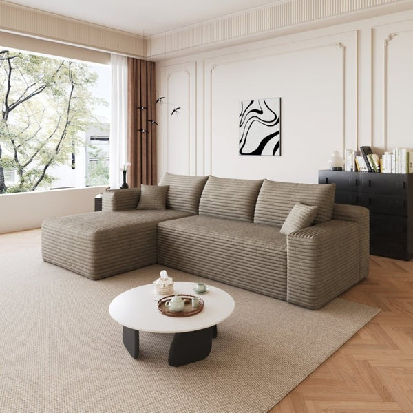 English Elm 95 Inch Cloud U Shaped Sectional Plush Corduroy Deep Seat Sofa for Living Room W2824P510995
