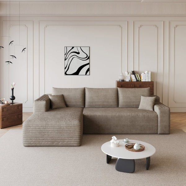 English Elm 95 Inch Cloud U Shaped Sectional Plush Corduroy Deep Seat Sofa for Living Room W2824P510995