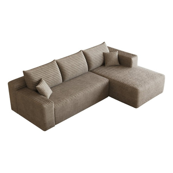 English Elm 95 Inch U Shaped Corduroy Sectional Sofa Deep Cloud Seating for Modern Living Rooms W2824P510996