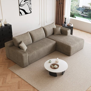 English Elm 95 Inch U Shaped Corduroy Sectional Sofa Deep Cloud Seating for Modern Living Rooms W2824P510996