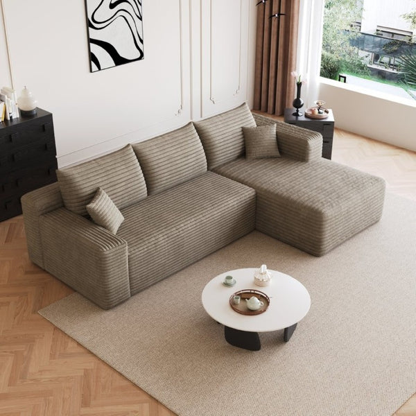 English Elm 95 Inch U Shaped Corduroy Sectional Sofa Deep Cloud Seating for Modern Living Rooms W2824P510996