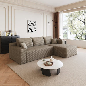 English Elm 95 Inch U Shaped Corduroy Sectional Sofa Deep Cloud Seating for Modern Living Rooms W2824P510996