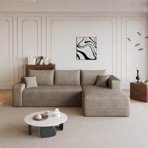 English Elm 95 Inch U Shaped Corduroy Sectional Sofa Deep Cloud Seating for Modern Living Rooms W2824P510996