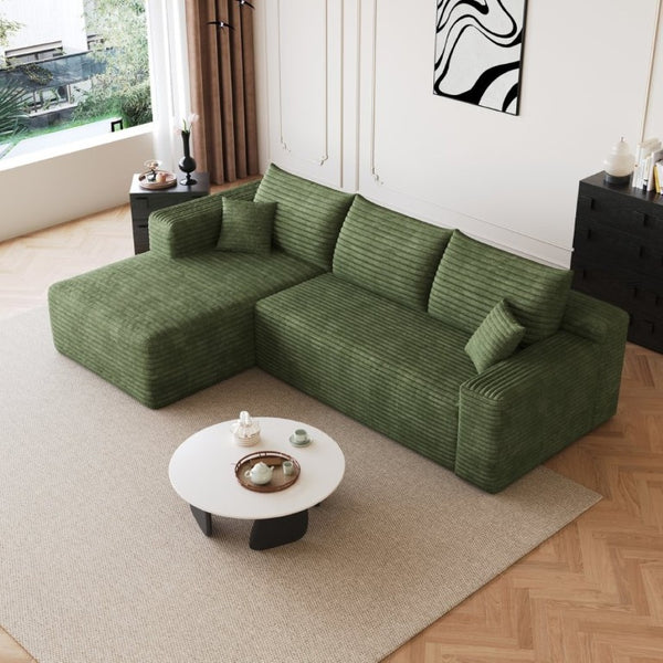 English Elm 95 Inch Cloud Sofa U Shaped Sectional Plush Corduroy Upholstered Living Room Couch W2824P510998