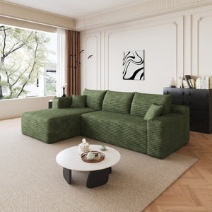 English Elm 95 Inch Cloud Sofa U Shaped Sectional Plush Corduroy Upholstered Living Room Couch W2824P510998