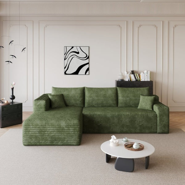 English Elm 95 Inch Cloud Sofa U Shaped Sectional Plush Corduroy Upholstered Living Room Couch W2824P510998