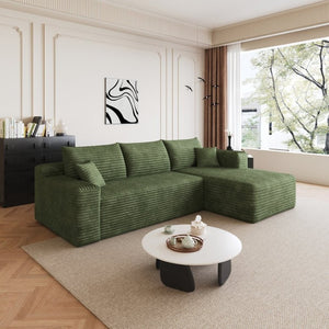 English Elm 95 Inch Cloud Sofa U Shaped Sectional Plush Corduroy Deep Seat Modern Living Room W2824P511000