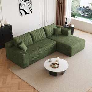 English Elm 95 Inch Cloud Sofa U Shaped Sectional Plush Corduroy Deep Seat Modern Living Room W2824P511000